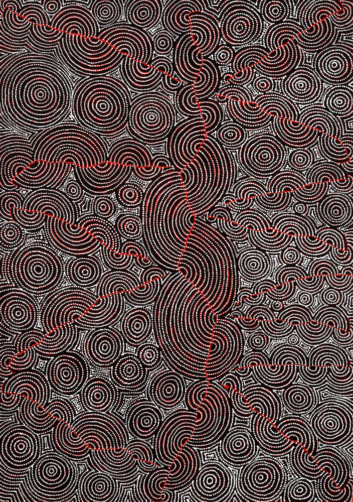 Aboriginal Artwork by Christine Nakamarra Curtis, Mina Mina Jukurrpa, 152x107cm