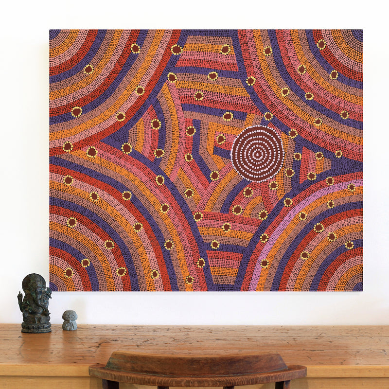 Aboriginal Artwork by Christine Nungarrayi Brown, Karnta Jukurrpa (Womens Dreaming), 91x76cm