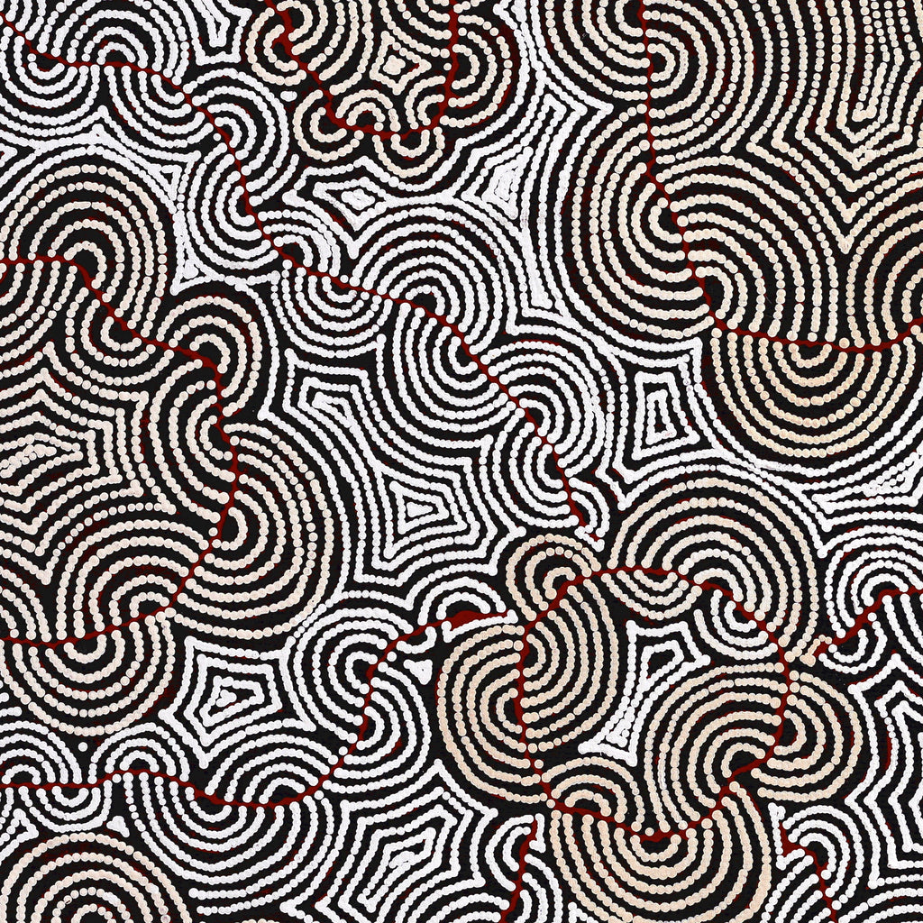 Aboriginal Artwork by Christine Nakamarra Curtis, Mina Mina Jukurrpa, 107x107cm