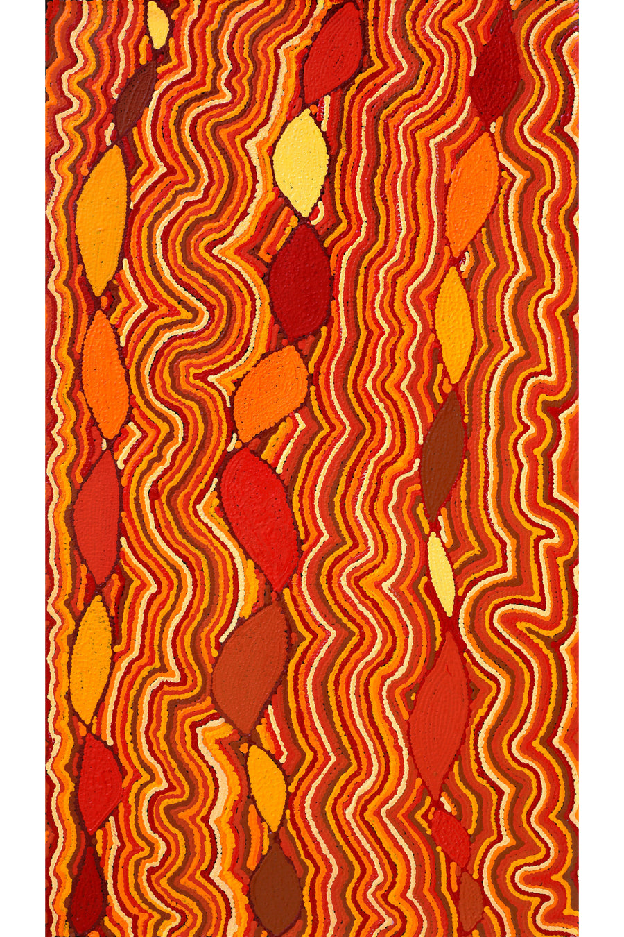 Aboriginal Artwork by Christine Nakamarra Curtis, Mina Mina Jukurrpa, 107x61cm