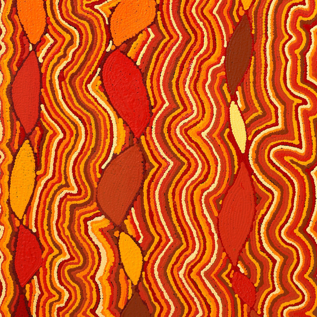 Aboriginal Artwork by Christine Nakamarra Curtis, Mina Mina Jukurrpa, 107x61cm