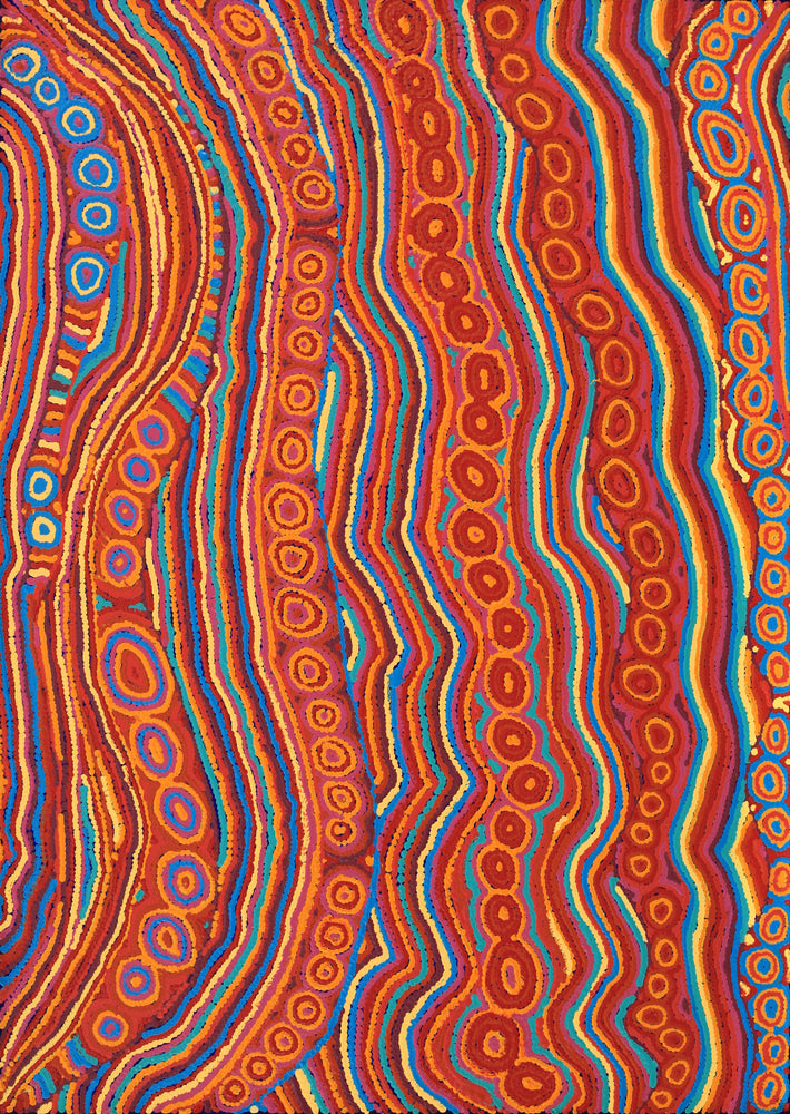 Aboriginal Artwork by Christine Nakamarra Curtis, Lappi Lappi Jukurrpa, 107x76cm