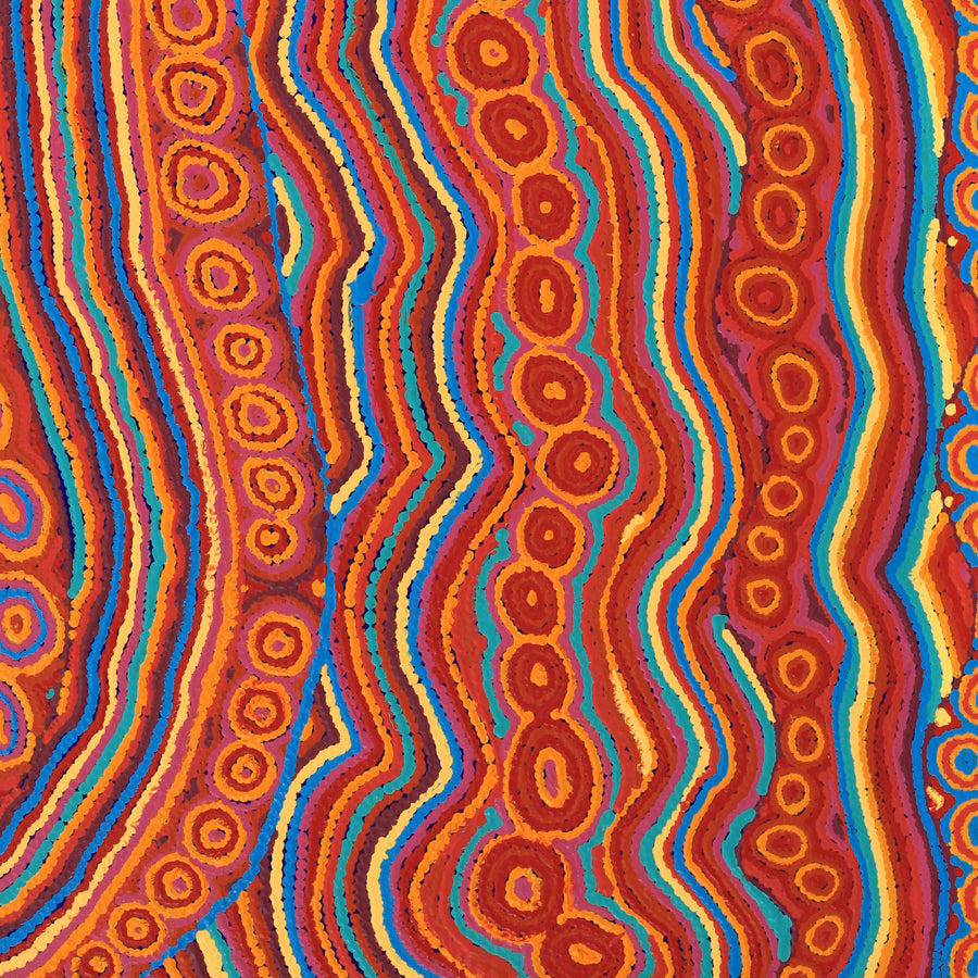 Aboriginal Artwork by Christine Nakamarra Curtis, Lappi Lappi Jukurrpa, 107x76cm