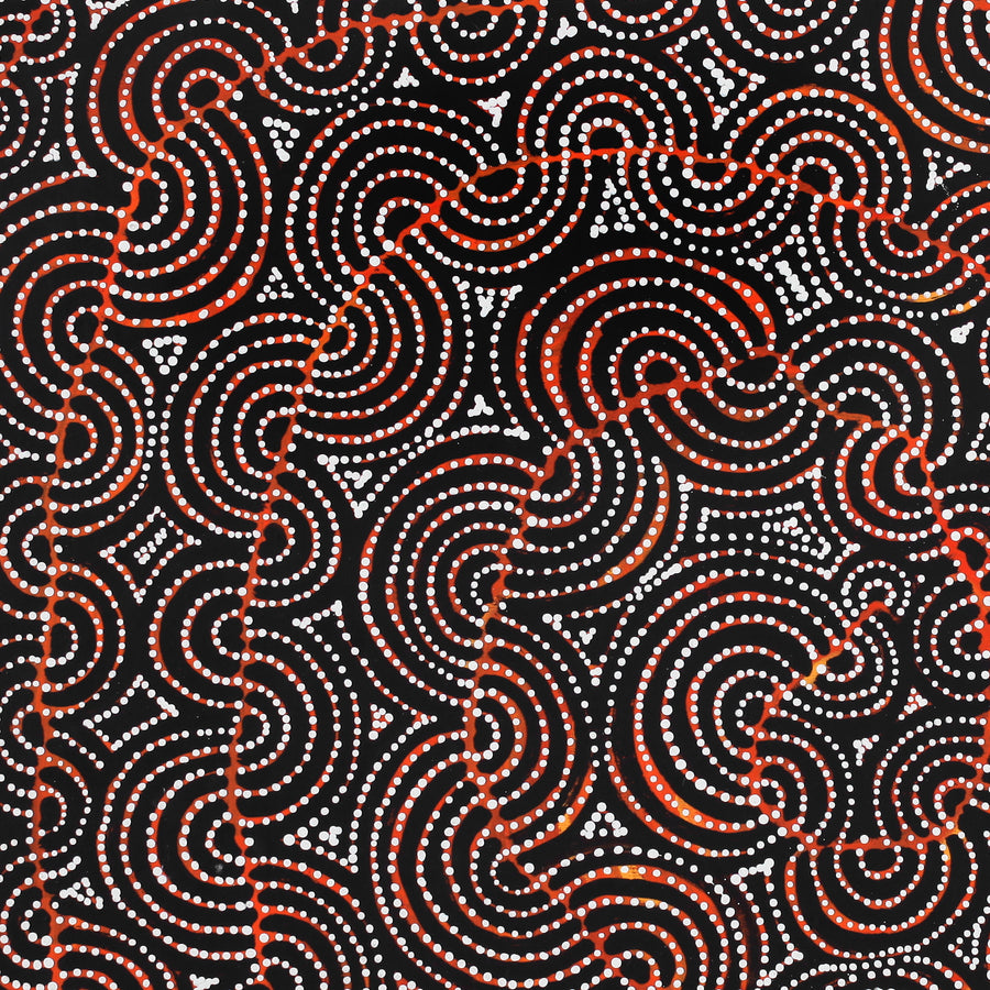 Aboriginal Artwork by Christine Nakamarra Curtis, Mina Mina Jukurrpa, 107x91cm