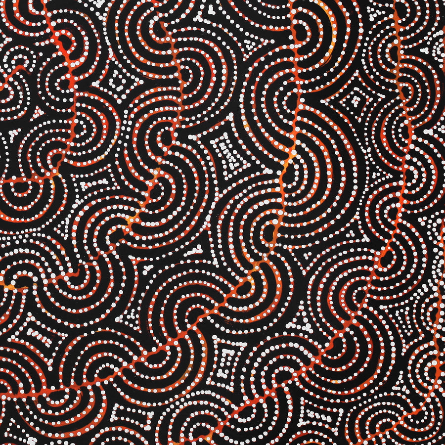 Aboriginal Artwork by Christine Nakamarra Curtis, Mina Mina Jukurrpa, 107x91cm