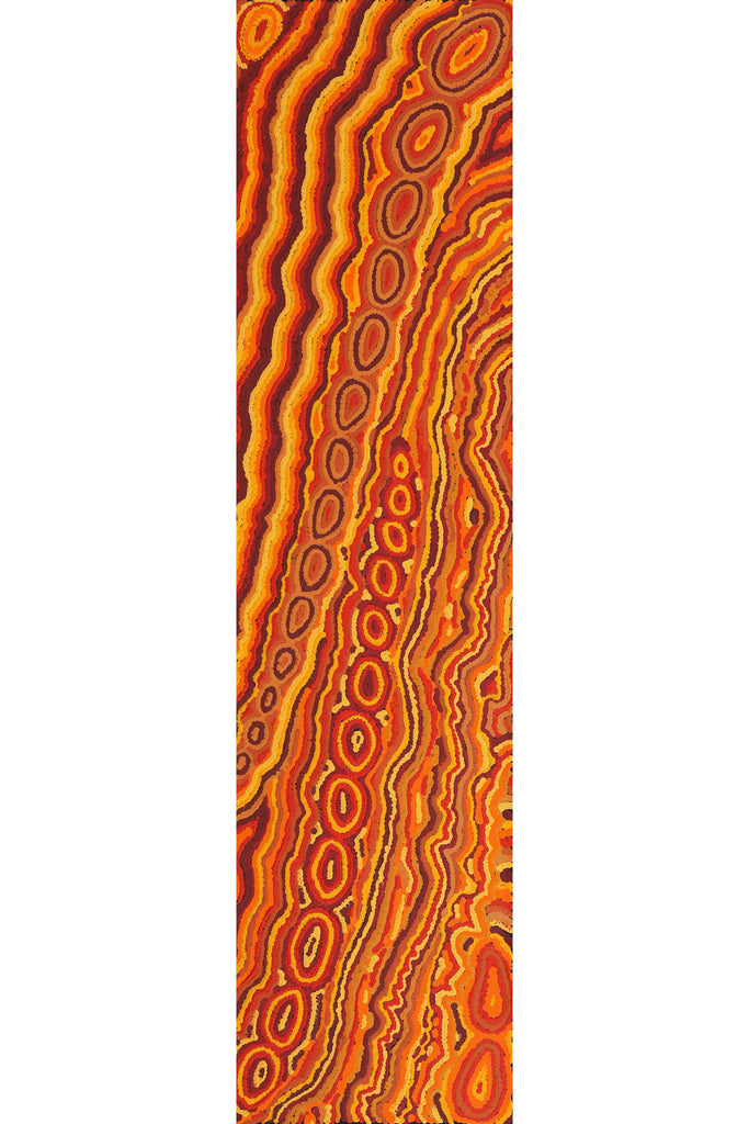 Aboriginal Artwork by Christine Nakamarra Curtis, Mina Mina Jukurrpa, 122x30cm