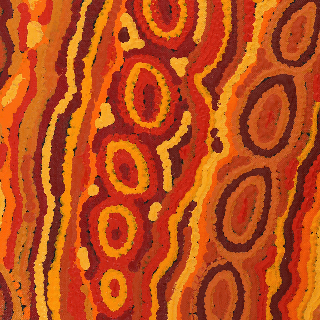 Aboriginal Art by Christine Nakamarra Curtis, Mina Mina Jukurrpa, 122x30cm - ART ARK®