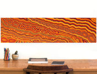 Aboriginal Artwork by Christine Nakamarra Curtis, Mina Mina Jukurrpa, 122x30cm