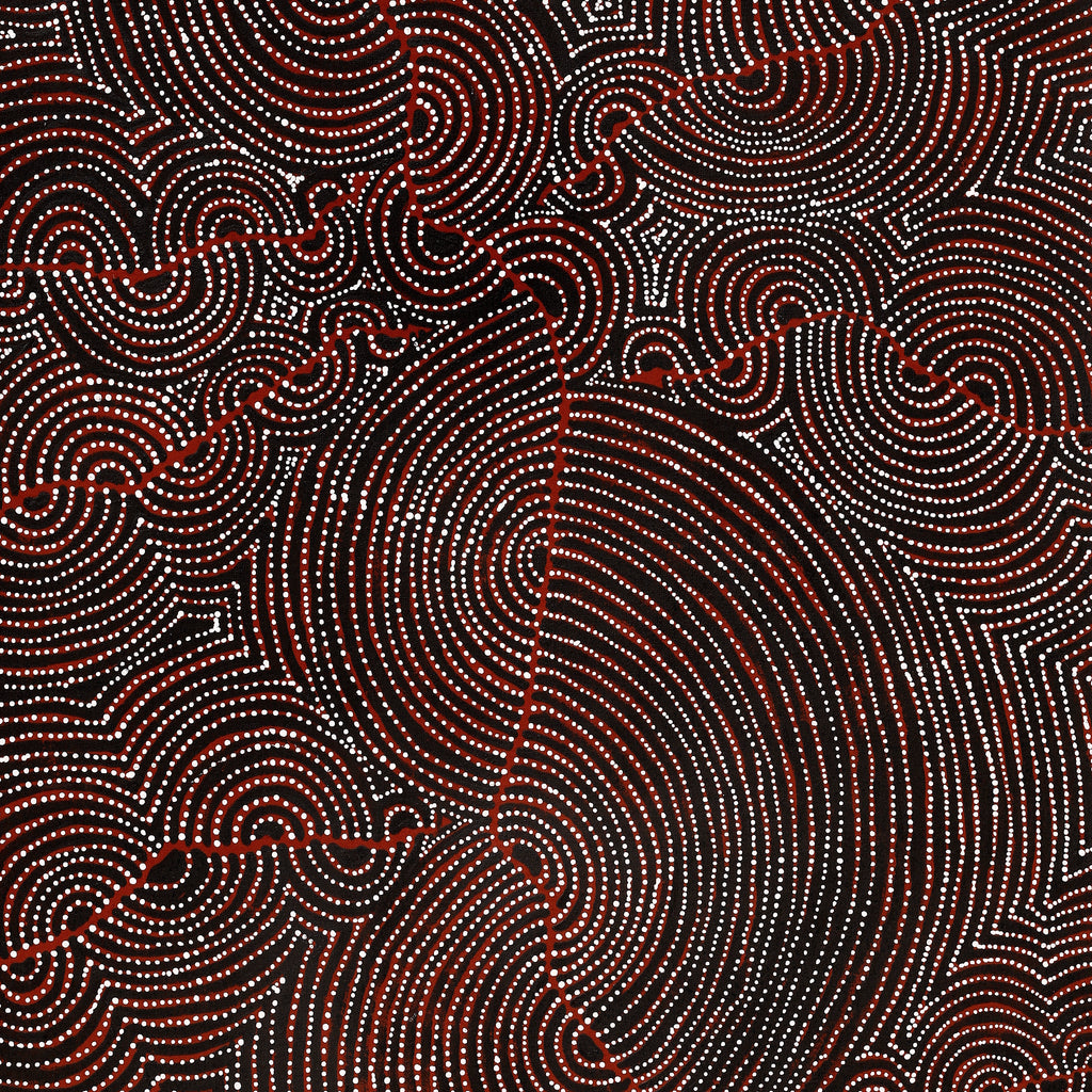 Aboriginal Artwork by Christine Nakamarra Curtis, Mina Mina Jukurrpa, 122x61cm