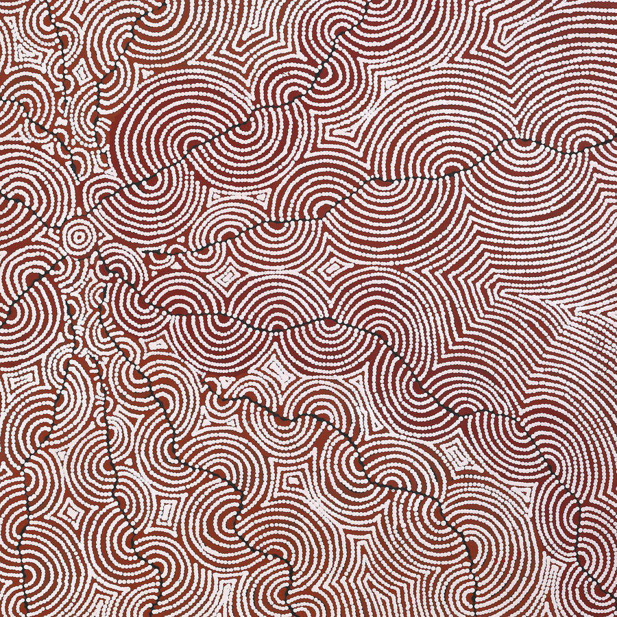 Aboriginal Artwork by Christine Nakamarra Curtis, Mina Mina Jukurrpa, 152x107cm