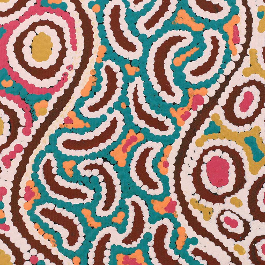 Aboriginal Artwork by Christine Nakamarra Curtis, Mina Mina Jukurrpa (Mina Mina Dreaming), 30x30cm