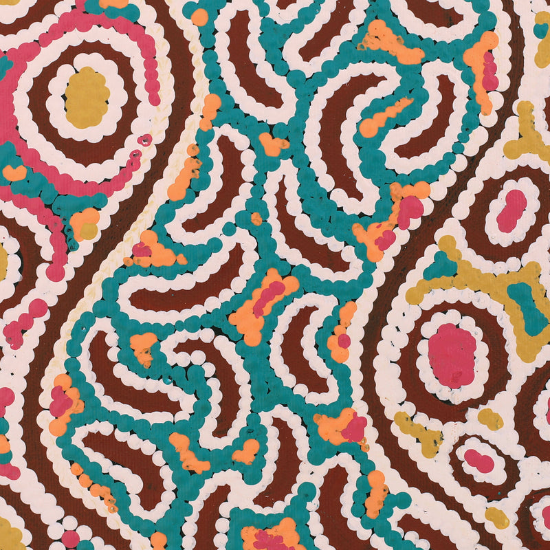 Aboriginal Artwork by Christine Nakamarra Curtis, Mina Mina Jukurrpa (Mina Mina Dreaming), 30x30cm