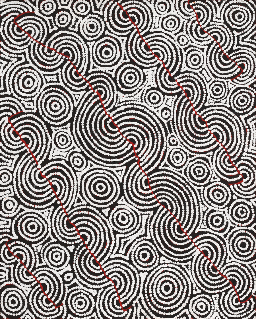 Aboriginal Artwork by Christine Nakamarra Curtis, Mina Mina Jukurrpa, 76x61cm