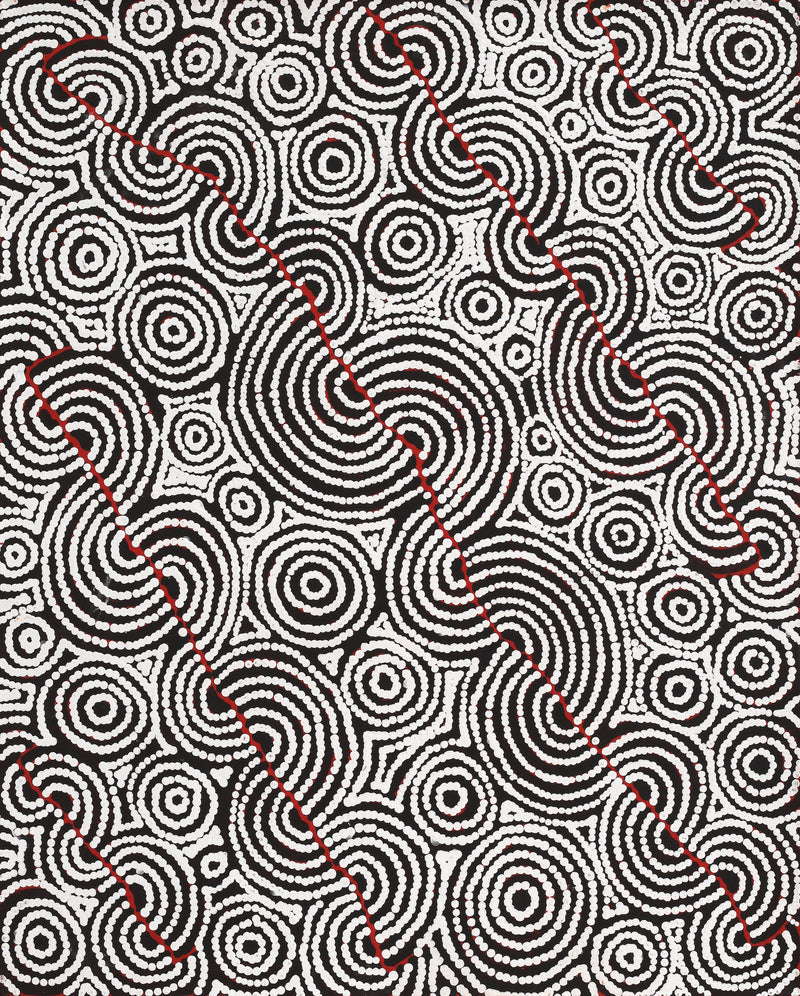 Aboriginal Artwork by Christine Nakamarra Curtis, Mina Mina Jukurrpa, 76x61cm