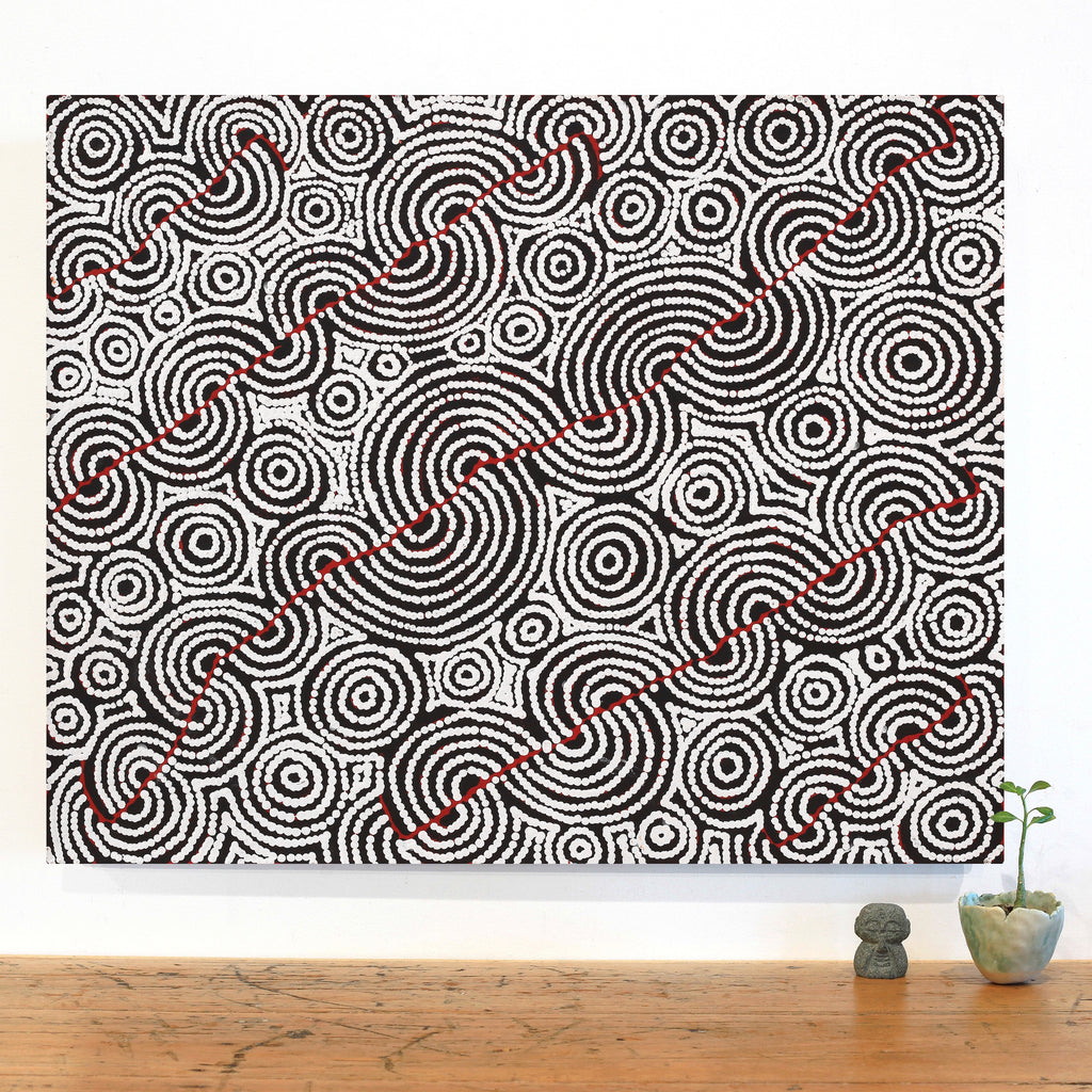 Aboriginal Artwork by Christine Nakamarra Curtis, Mina Mina Jukurrpa, 76x61cm