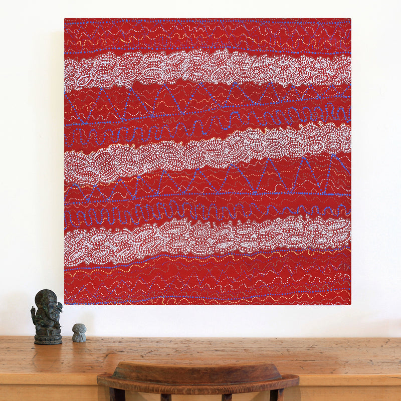 Aboriginal Artwork by Christine Nakamarra Curtis, Mina Mina Jukurrpa, 91x91cm