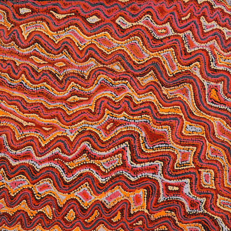Aboriginal Artwork by Christine Nakamarra Curtis, Mina Mina Jukurrpa, 91x91cm