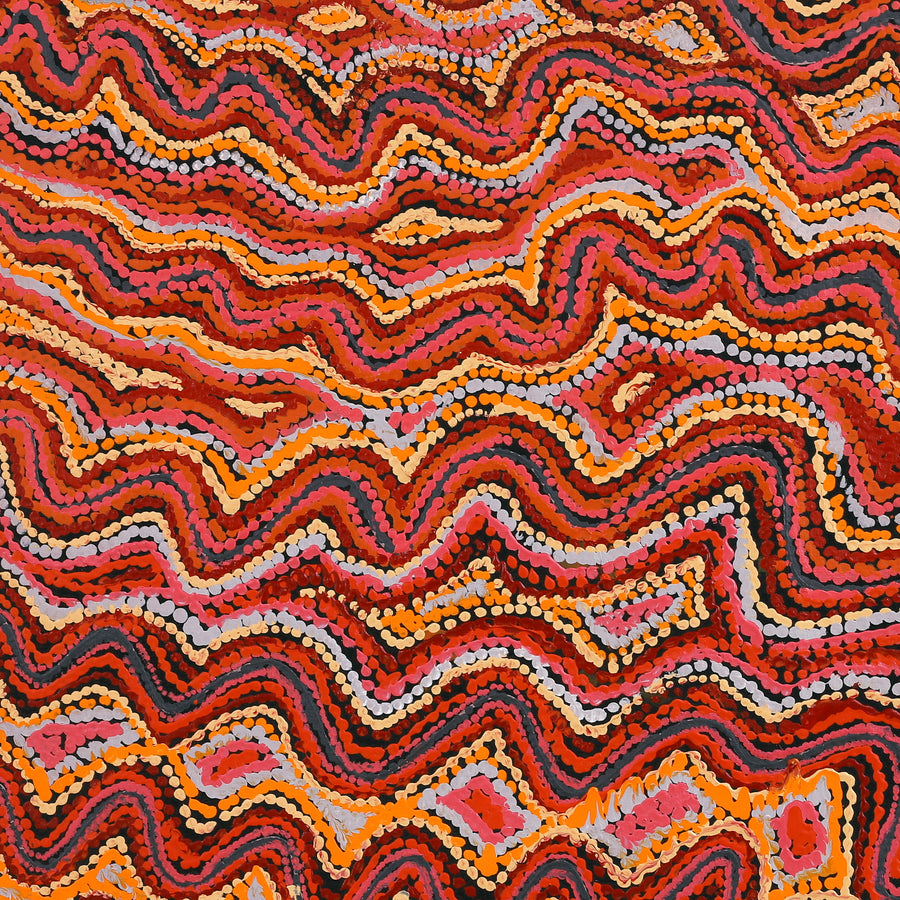 Aboriginal Artwork by Christine Nakamarra Curtis, Mina Mina Jukurrpa, 91x91cm