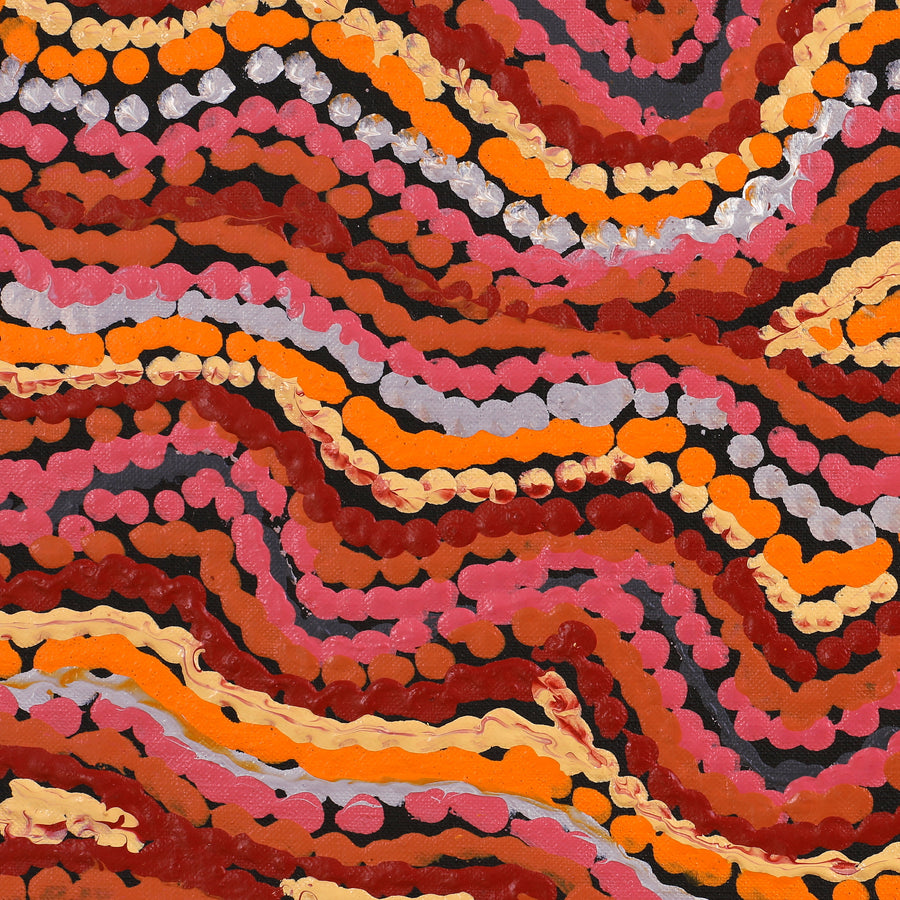 Aboriginal Artwork by Christine Nakamarra Curtis, Mina Mina Jukurrpa, 91x91cm