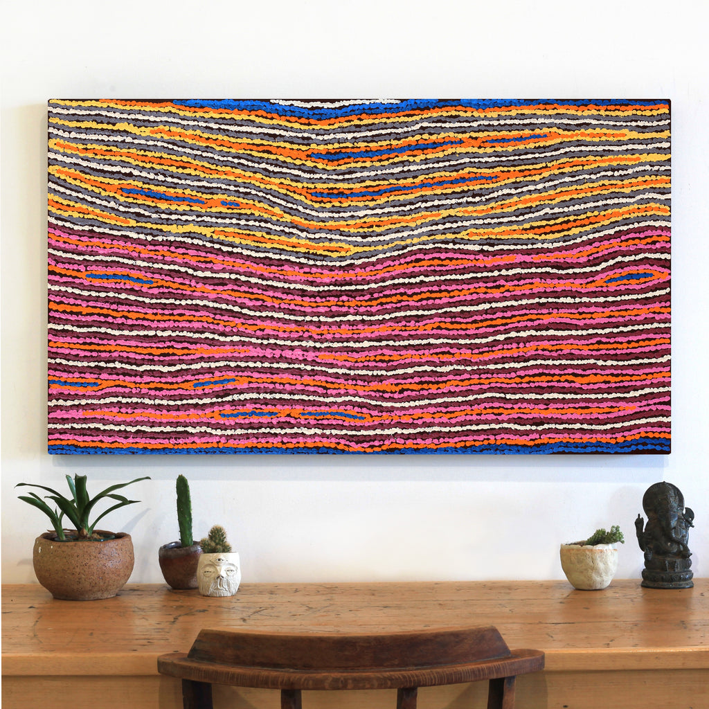 Aboriginal Artwork by Christine Napanangka Michaels, Lappi Lappi Jukurrpa, 107x61cm