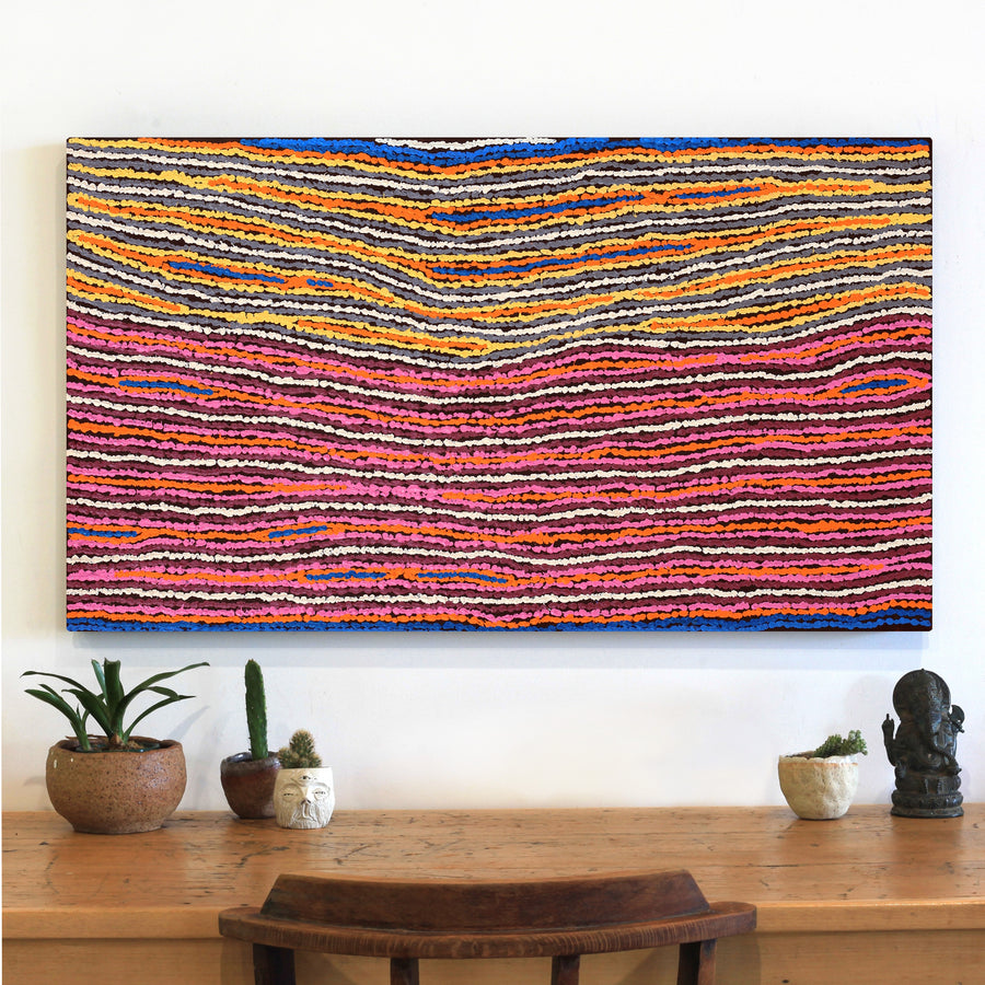 Aboriginal Artwork by Christine Napanangka Michaels, Lappi Lappi Jukurrpa, 107x61cm