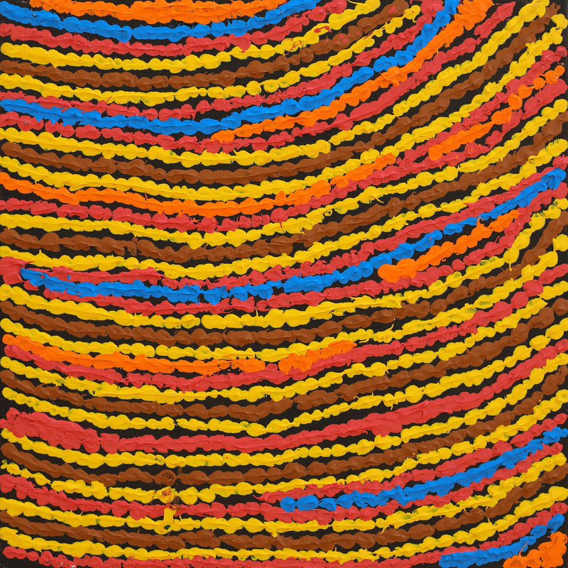 Aboriginal Artwork by Christine Napanangka Michaels, Lappi Lappi Jukurrpa, 30x30cm
