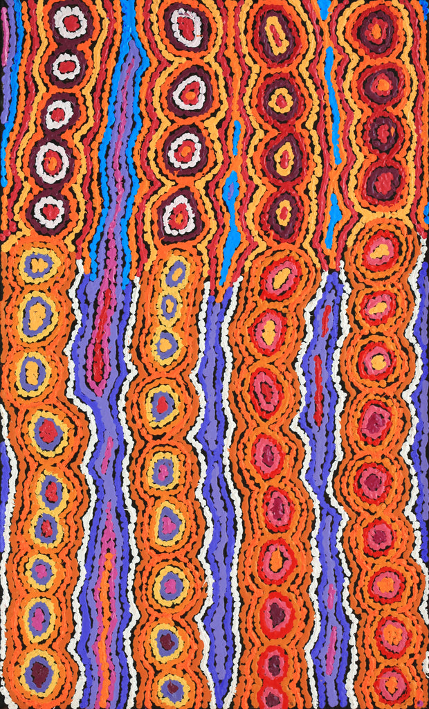 Aboriginal Artwork by Christine Napanangka Michaels, Lappi Lappi Jukurrpa, 76x46cm