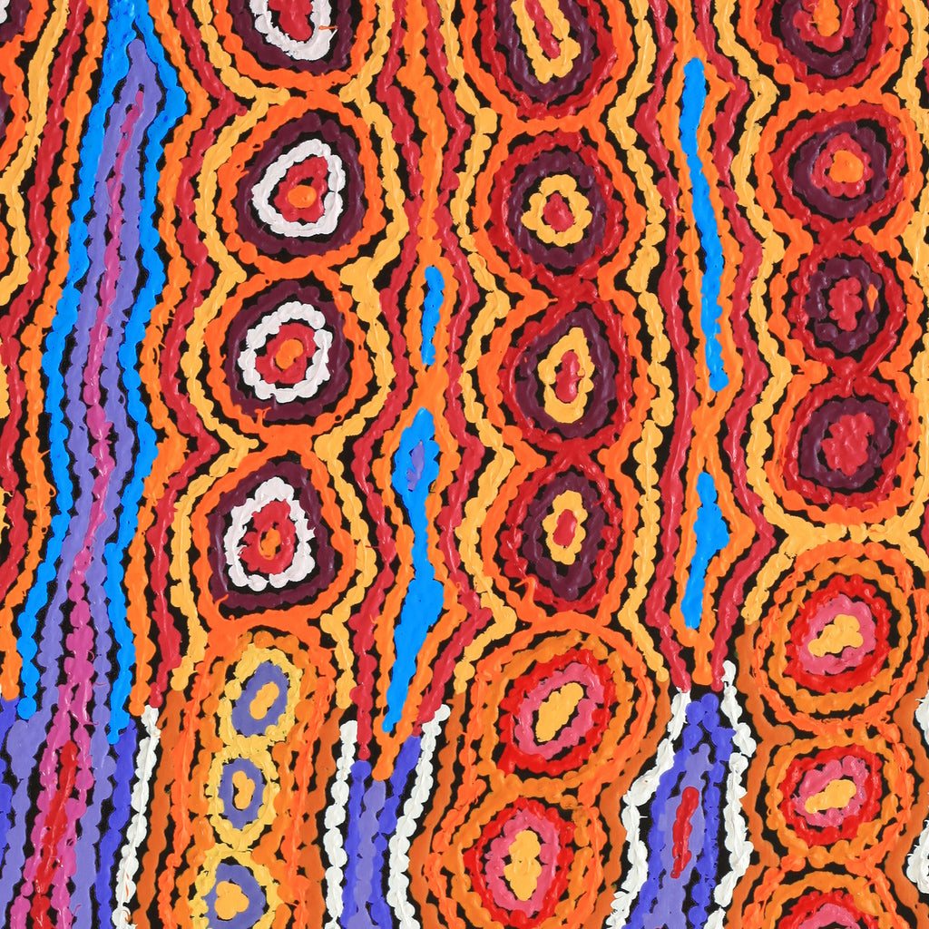 Aboriginal Artwork by Christine Napanangka Michaels, Lappi Lappi Jukurrpa, 76x46cm