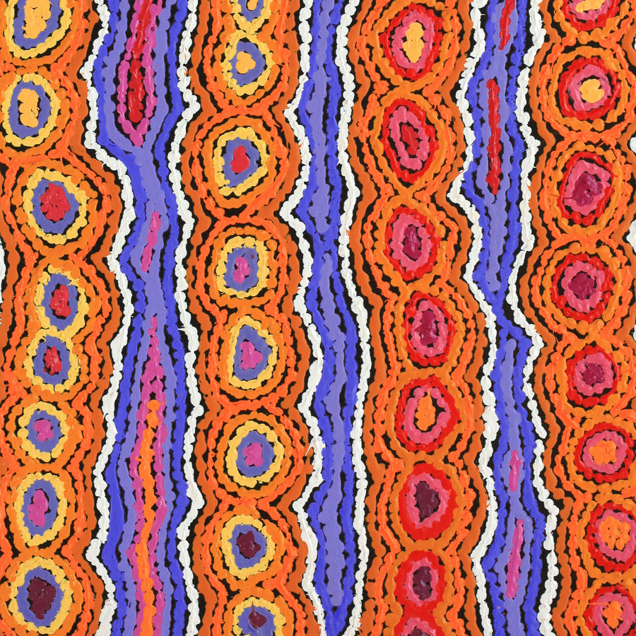 Aboriginal Artwork by Christine Napanangka Michaels, Lappi Lappi Jukurrpa, 76x46cm