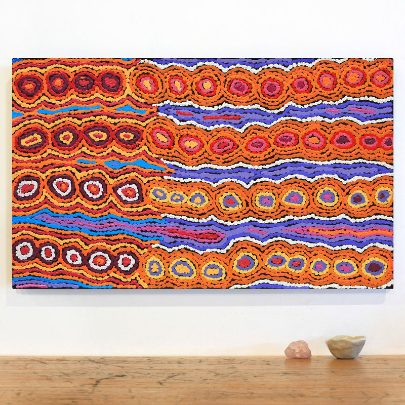 Aboriginal Artwork by Christine Napanangka Michaels, Lappi Lappi Jukurrpa, 76x46cm