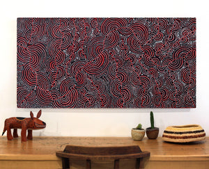 Aboriginal Art by Christine Nakamarra Curtis, Mina Mina Jukurrpa, 122x61cm - ART ARK®