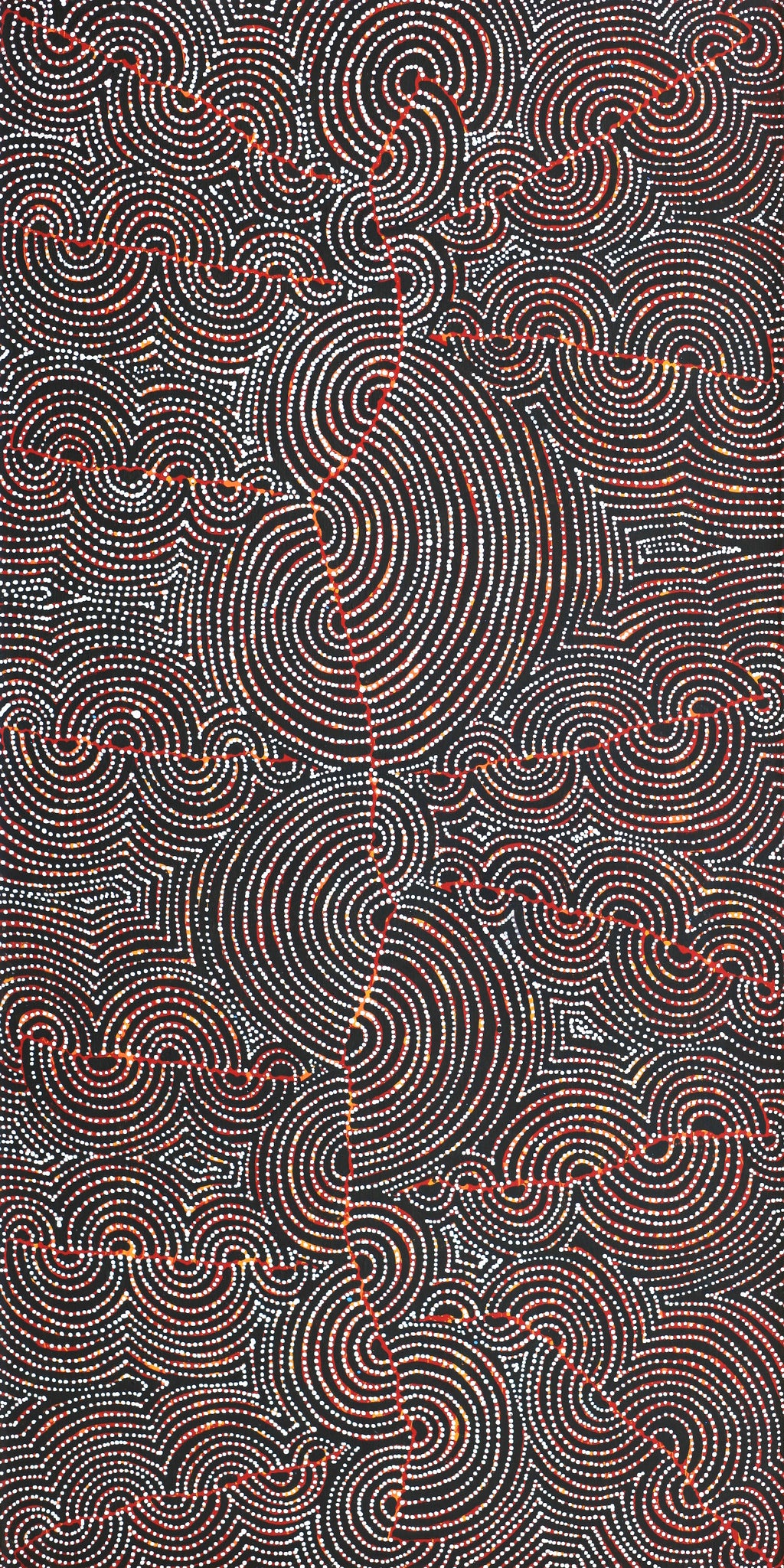 Aboriginal Artwork by Christine Nakamarra Curtis, Mina Mina Jukurrpa, 122x61cm