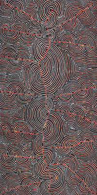 Aboriginal Artwork by Christine Nakamarra Curtis, Mina Mina Jukurrpa, 122x61cm