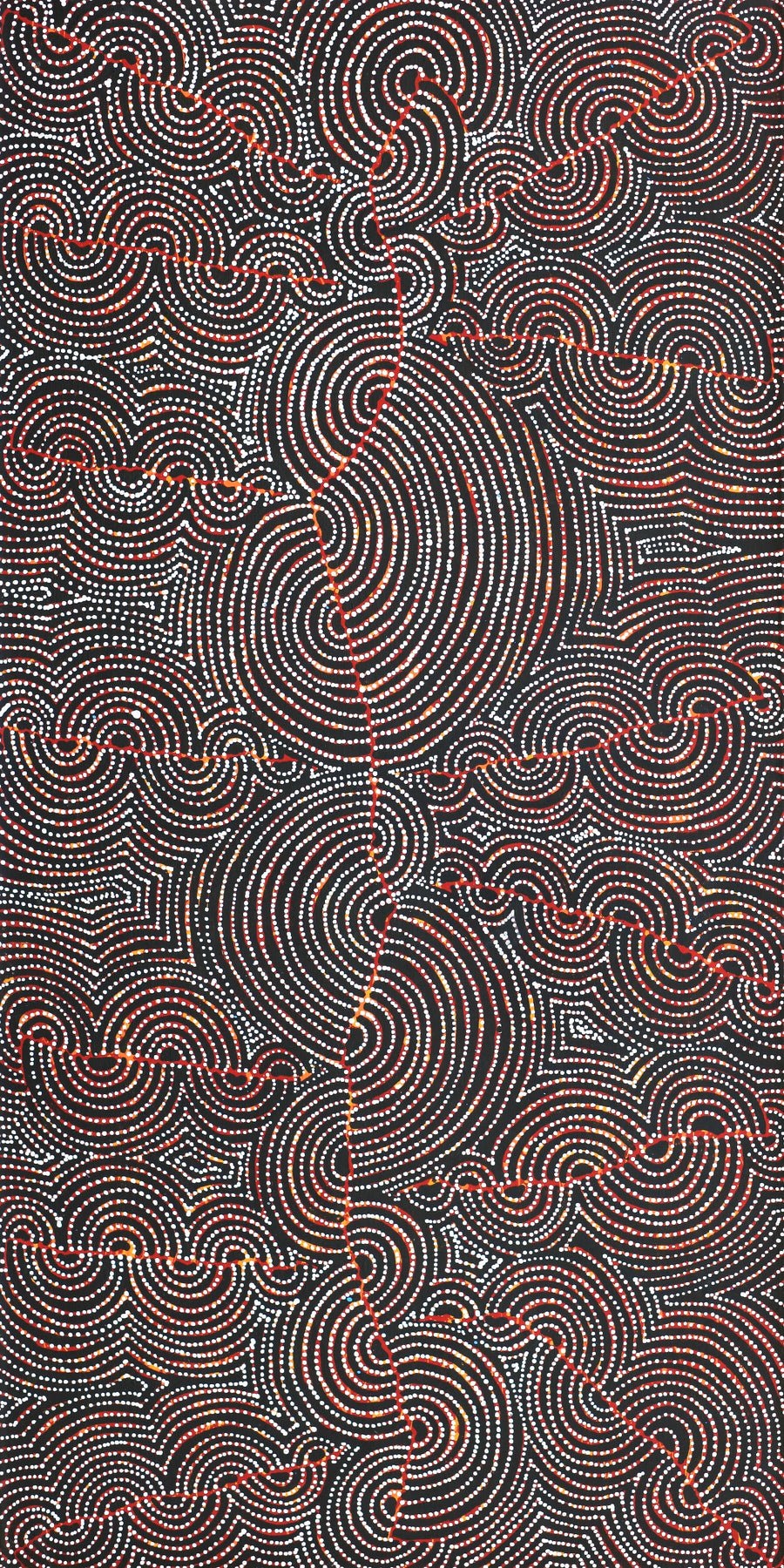 Aboriginal Artwork by Christine Nakamarra Curtis, Mina Mina Jukurrpa, 122x61cm