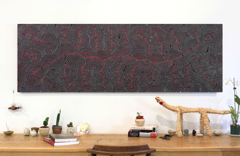 Aboriginal Artwork by Patrick Japangardi Williams, Mina Mina Jukurrpa (Mina Mina Dreaming) - Ngalyipi, 182x61cm