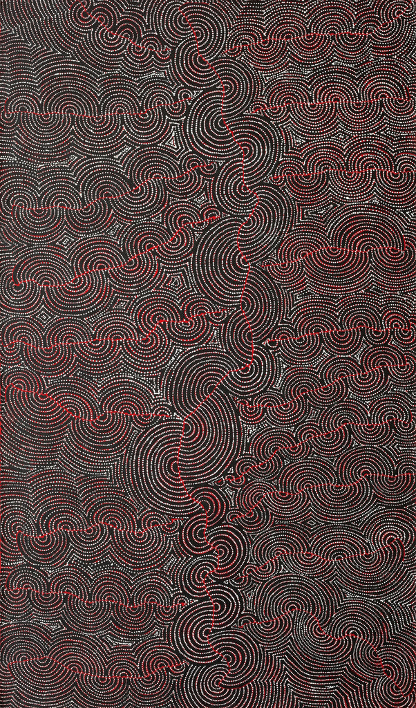 Aboriginal Art by Christine Nakamarra Curtis, Mina Mina Jukurrpa, 182x107cm - ART ARK®