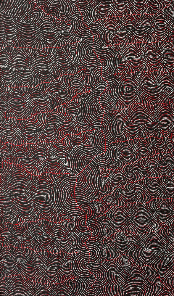 Aboriginal Artwork by Christine Nakamarra Curtis, Mina Mina Jukurrpa, 182x107cm