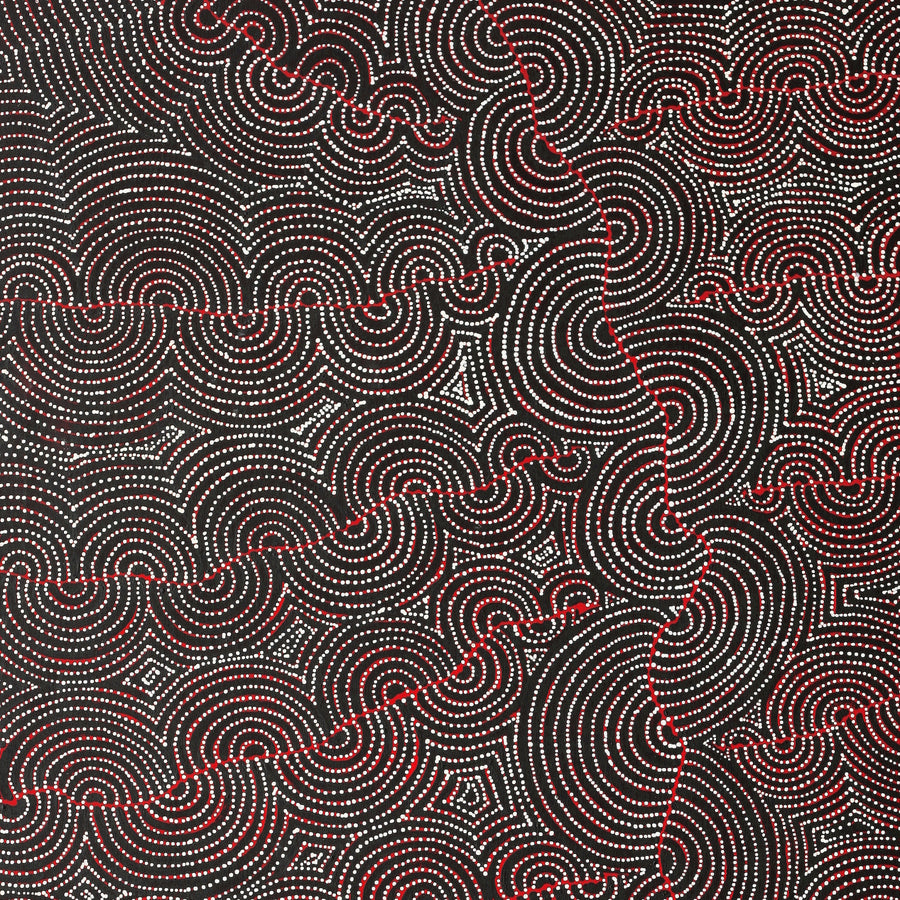 Aboriginal Artwork by Christine Nakamarra Curtis, Mina Mina Jukurrpa, 182x107cm