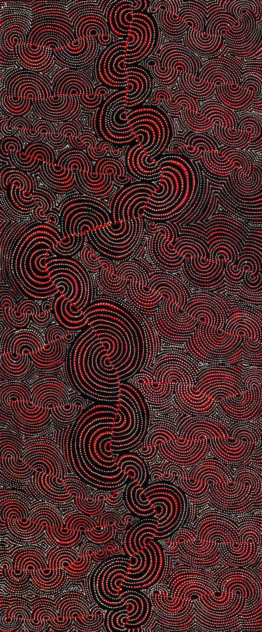 Aboriginal Artwork by Christine Nakamarra Curtis, Mina Mina Jukurrpa, 183x76cm