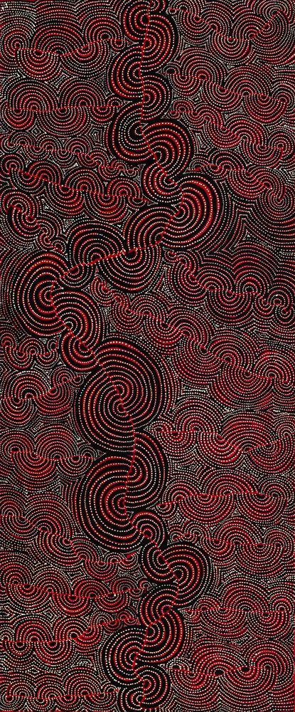 Aboriginal Artwork by Christine Nakamarra Curtis, Mina Mina Jukurrpa, 183x76cm