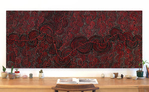 Aboriginal Artwork by Christine Nakamarra Curtis, Mina Mina Jukurrpa, 183x76cm - ART ARK®