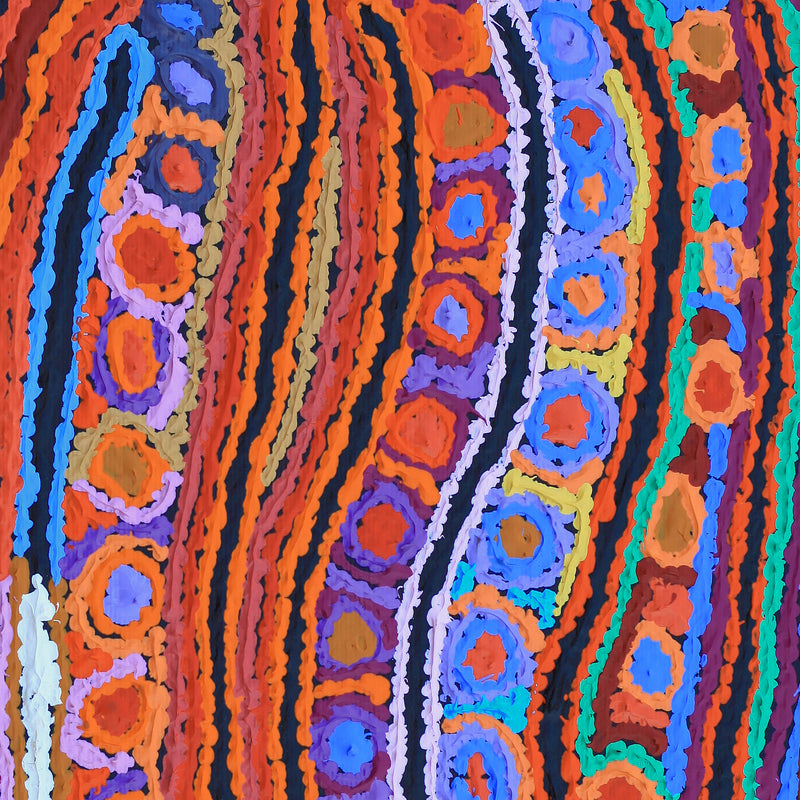 Aboriginal Artwork by Christine Napanangka Michaels, Lappi Lappi Jukurrpa, 30x30cm