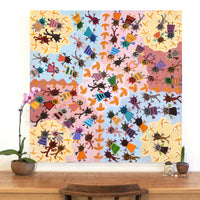 Aboriginal Artwork by Clarise Nampijinpa Poulson, Nguru Yurntumu-wana (Country around Yuendumu), 107x107cm