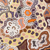 Aboriginal Artwork by Clarise Nampijinpa Poulson, Ngapa Jukurrpa (Water Dreaming) - Mikanji, 107x76cm