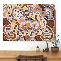 Aboriginal Artwork by Clarise Nampijinpa Poulson, Ngapa Jukurrpa (Water Dreaming) - Mikanji, 107x76cm