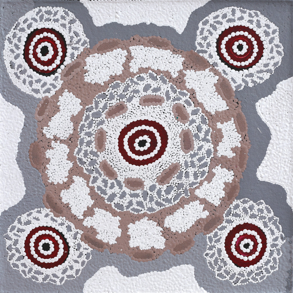 Aboriginal Artwork by Clarise Nampijinpa Poulson, Pamapardu Jukurrpa (Flying Ant Dreaming) - Warntungurru, 46x46cm - ART ARK®