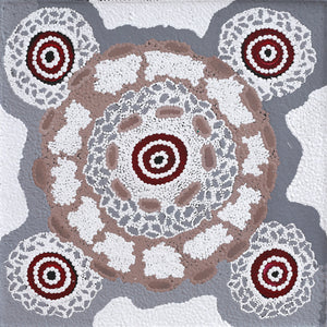 Aboriginal Art by Clarise Nampijinpa Poulson, Pamapardu Jukurrpa (Flying Ant Dreaming) - Warntungurru, 46x46cm - ART ARK®