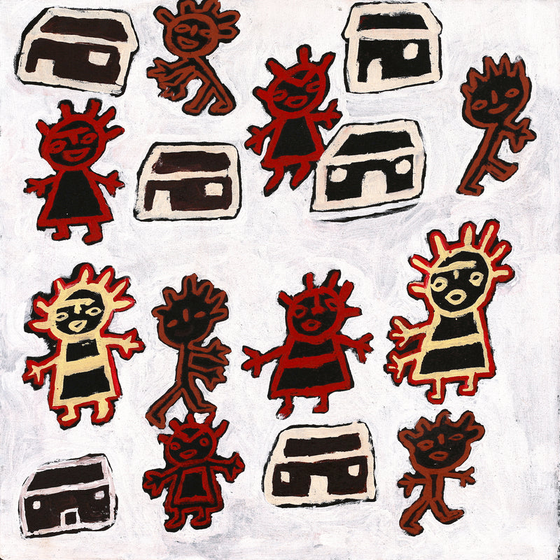 Aboriginal Artwork by Clarise Nampijinpa Poulson, Nguru Yurntumu-wana (Country around Yuendumu), 61x61cm