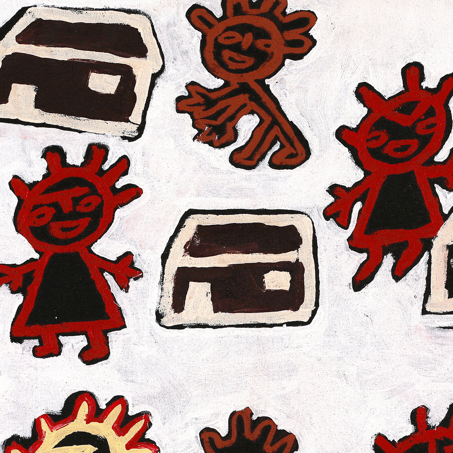 Aboriginal Artwork by Clarise Nampijinpa Poulson, Nguru Yurntumu-wana (Country around Yuendumu), 61x61cm