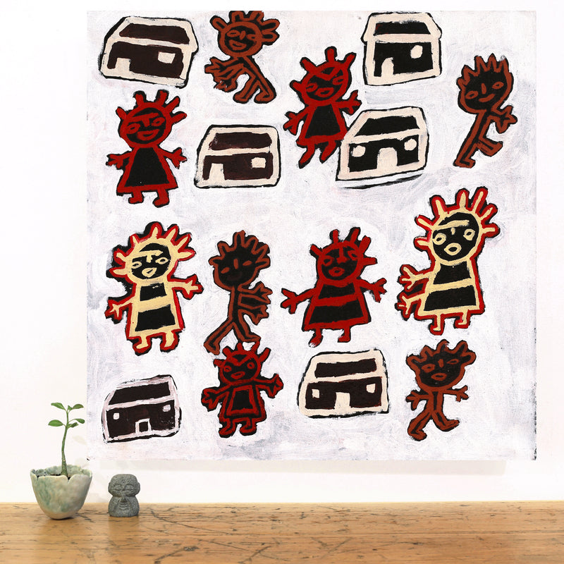 Aboriginal Artwork by Clarise Nampijinpa Poulson, Nguru Yurntumu-wana (Country around Yuendumu), 61x61cm